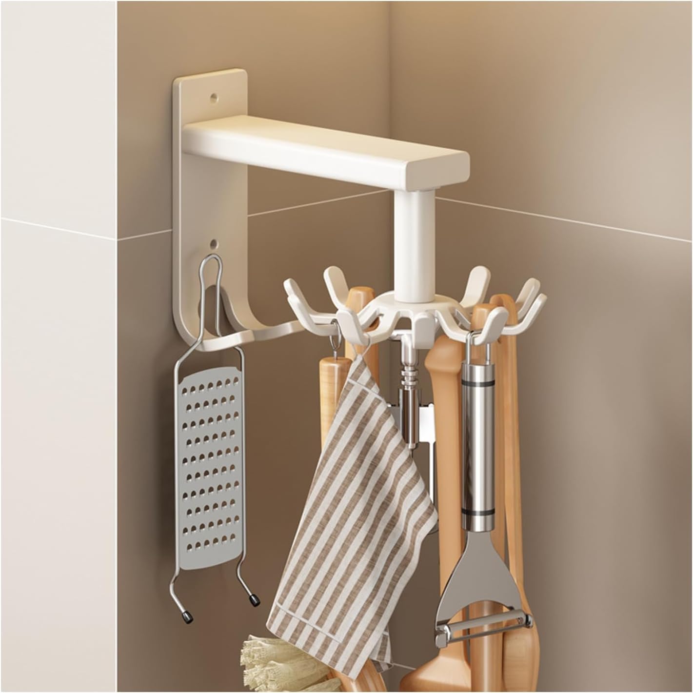 HASTHIP Multi Utensil Organzier Wall Mounted Kitchen Organizer Rotatable 10-Hook Multi Utensil Hanging Hook Modern Kitchen Metal Utensil Holder for Any Kitchen Utensils with Hanging Loop HASTHIP Multi Utensil Organzier Wall Mounted Kitchen Organizer Rotatable 10-Hook Multi Utensil Hanging Hook Modern Kitchen Metal Utensil Holder for Any Kitchen Utensils with Hanging Loop
